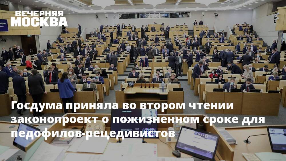 Госдума приняла во втором чтении законопроект о пожизненном сроке для педофилов-рецедивистов