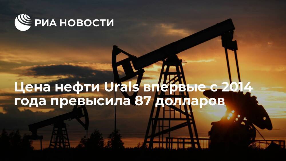 Цена на нефть марки Urals впервые с 10 октября 2014 года превысила 87 долларов за баррель