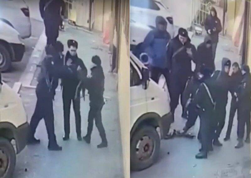 Драка между полицейскими попала на видео в Дагестане