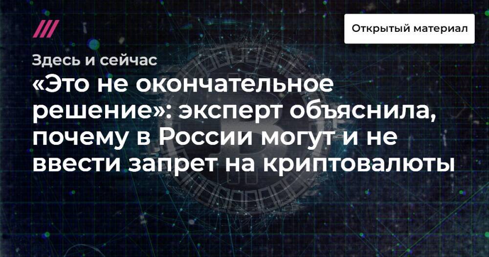 «Это не окончательное решение»: эксперт объяснила, почему в России могут и не ввести запрет на криптовалюты