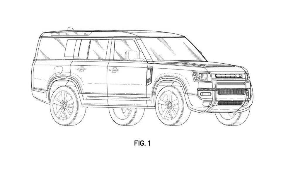 В Сети показали патентные эскизы Land Rover Defender 130