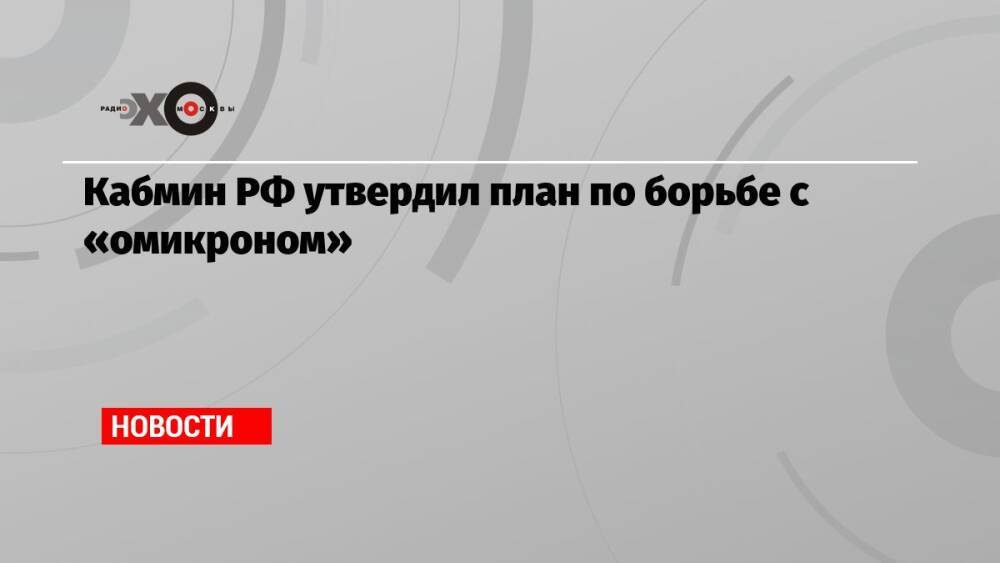 Кабмин РФ утвердил план по борьбе с «омикроном»