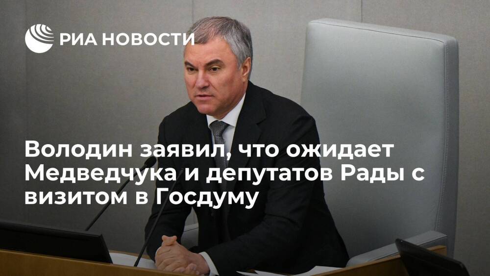 Спикер Госдумы Володин заявил, что ожидает Медведчука и депутатов Рады с визитом
