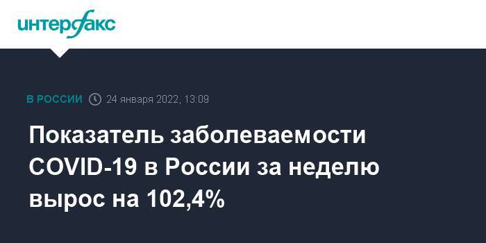 Показатель заболеваемости COVID-19 в России за неделю вырос на 102,4%