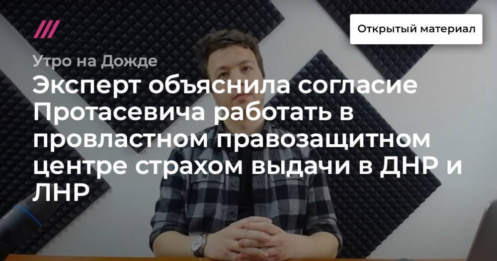 Эксперт объяснила согласие Протасевича работать в провластном правозащитном центре страхом выдачи в ДНР и ЛНР