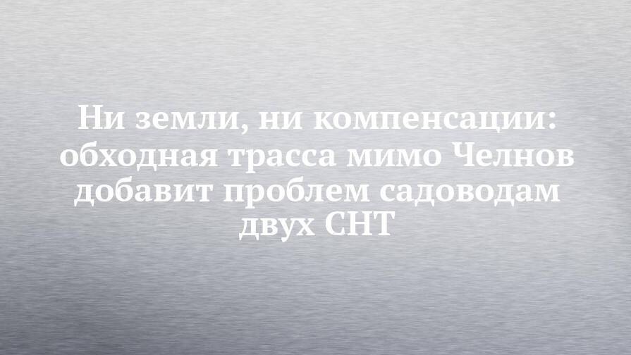 Ни земли, ни компенсации: обходная трасса мимо Челнов добавит проблем садоводам двух СНТ