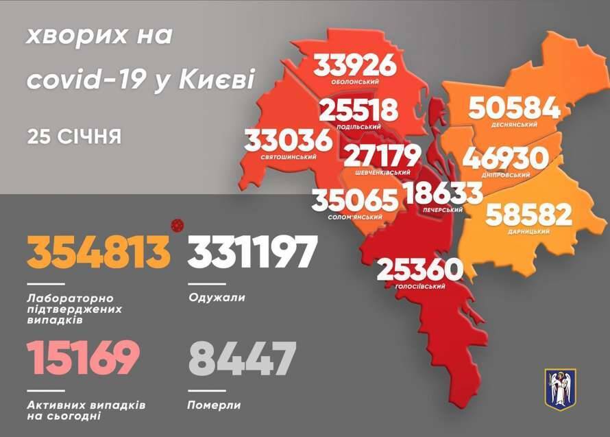 В районах Киева резко выросло количество больных коронавирусом