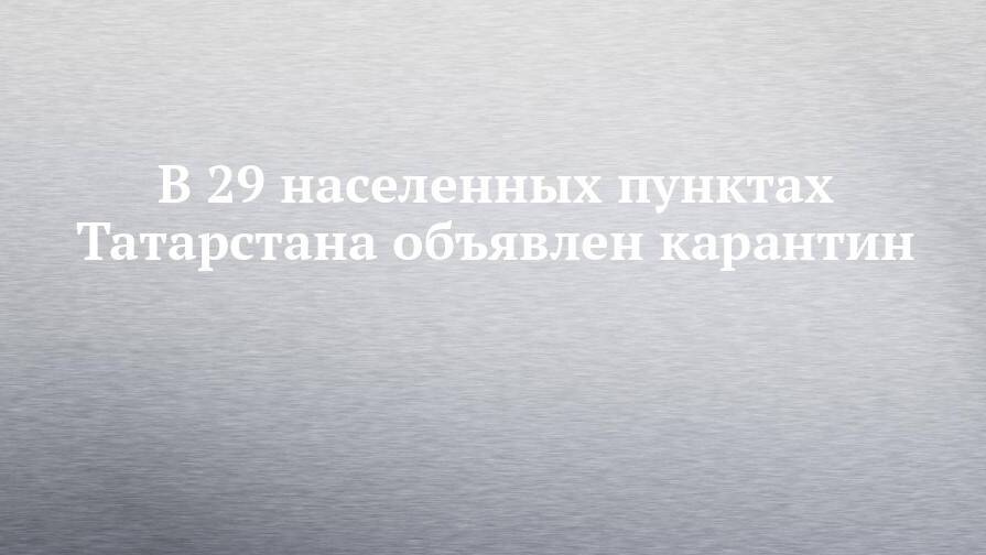 В 29 населенных пунктах Татарстана объявлен карантин