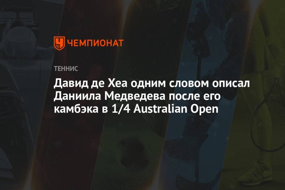 Давид де Хеа одним словом описал Даниила Медведева после его камбэка в 1/4 Australian Open