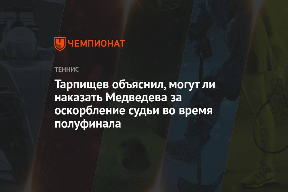 Тарпищев объяснил, могут ли наказать Медведева за оскорбление судьи во время полуфинала
