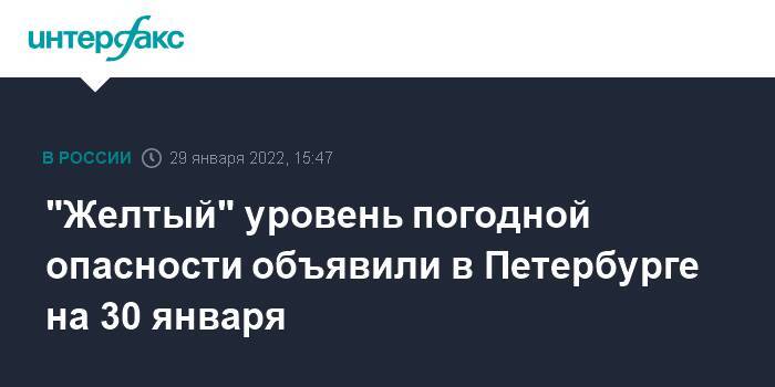 "Желтый" уровень погодной опасности объявили в Петербурге на 30 января