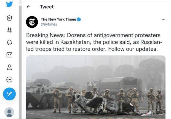 Fake news: New York Times повесила убийства в Казахстане на российских миротворцев