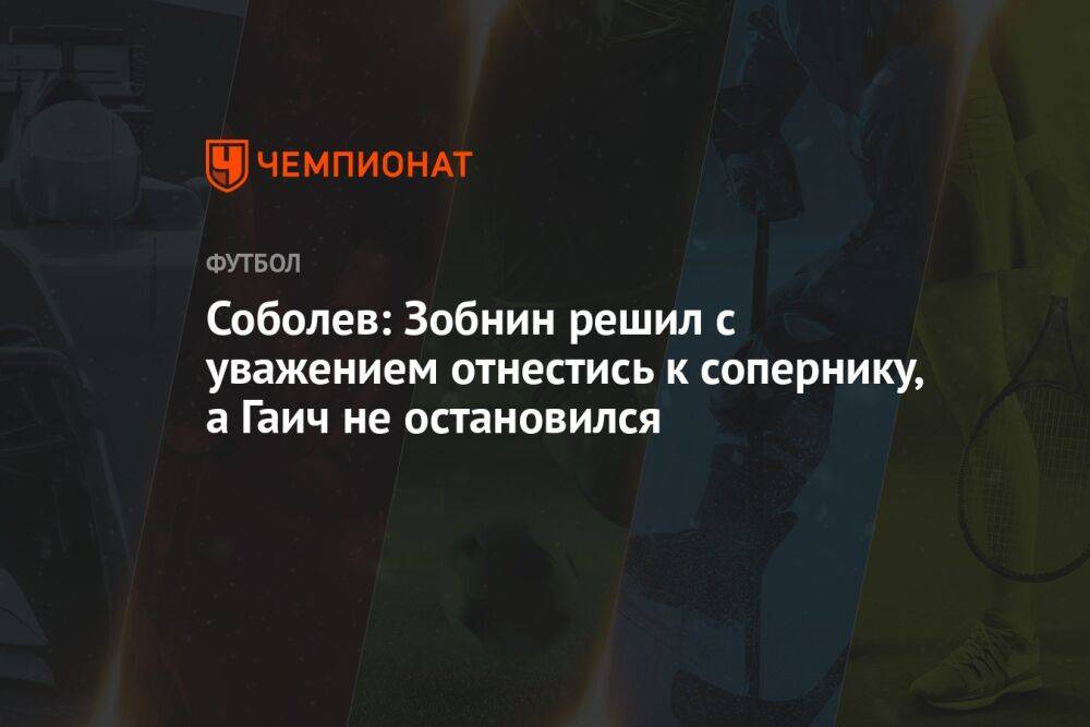 Соболев: Зобнин решил с уважением отнестись к сопернику, а Гаич не остановился