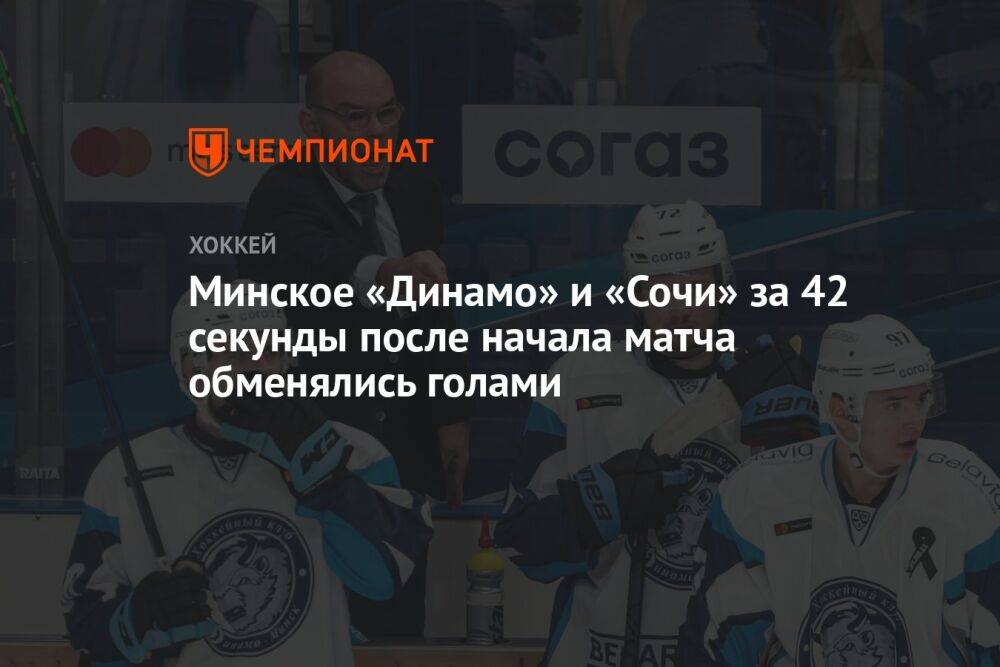 Минское «Динамо» и «Сочи» за 42 секунды после начала матча обменялись голами