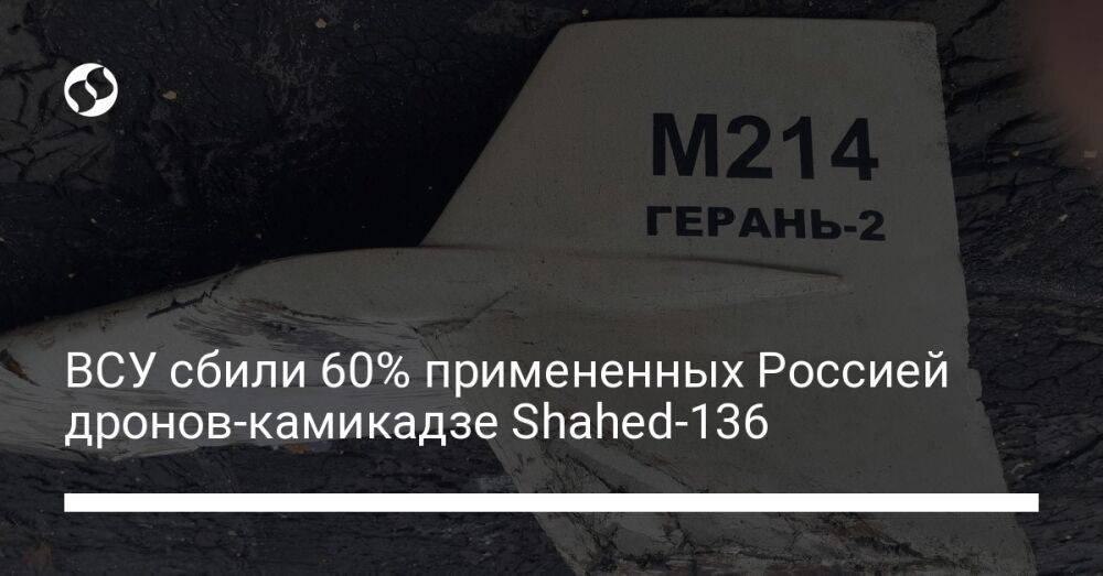 ВСУ сбили 60% примененных Россией дронов-камикадзе Shahed-136