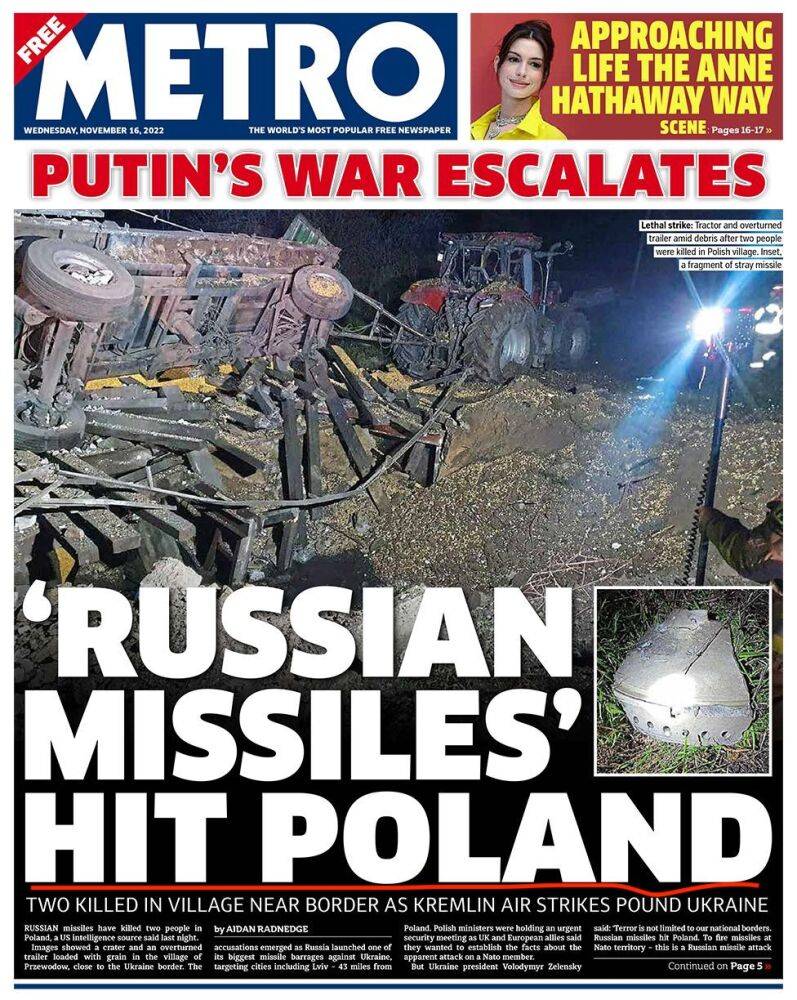 Ракетный удар по Польше: что об этом написала британская пресса