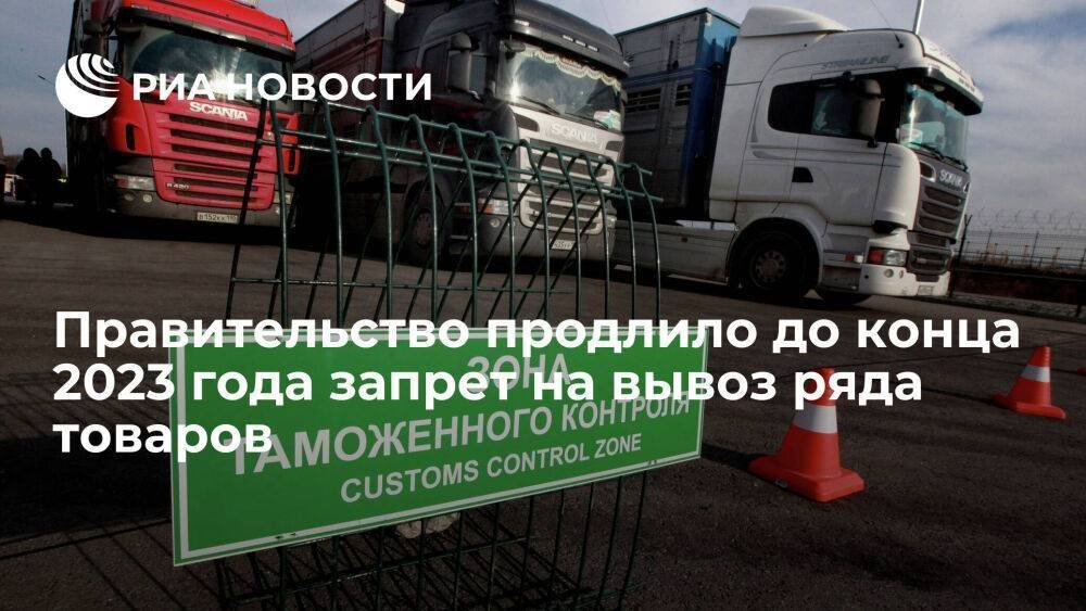 Правительство продлило до конца 2023 года запрет на вывоз из России ряда товаров