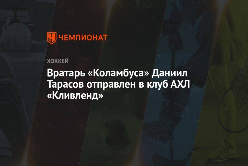 Вратарь «Коламбуса» Даниил Тарасов отправлен в клуб АХЛ «Кливленд»