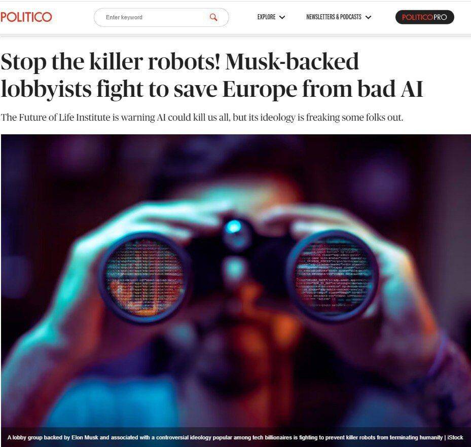 Институт будущего жизни предсказал, что «обезумевший искусственный интеллект» убьет человечество — Politico