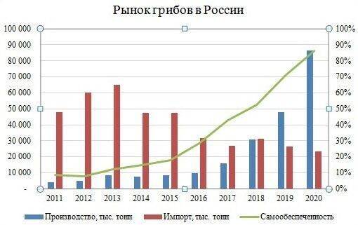 За 10 лет россияне практически полностью перешли на отечественные грибы в рационе
