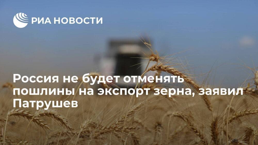 Глава Минсельхоза Патрушев: Россия не будет отказываться от экспортных пошлин на зерно