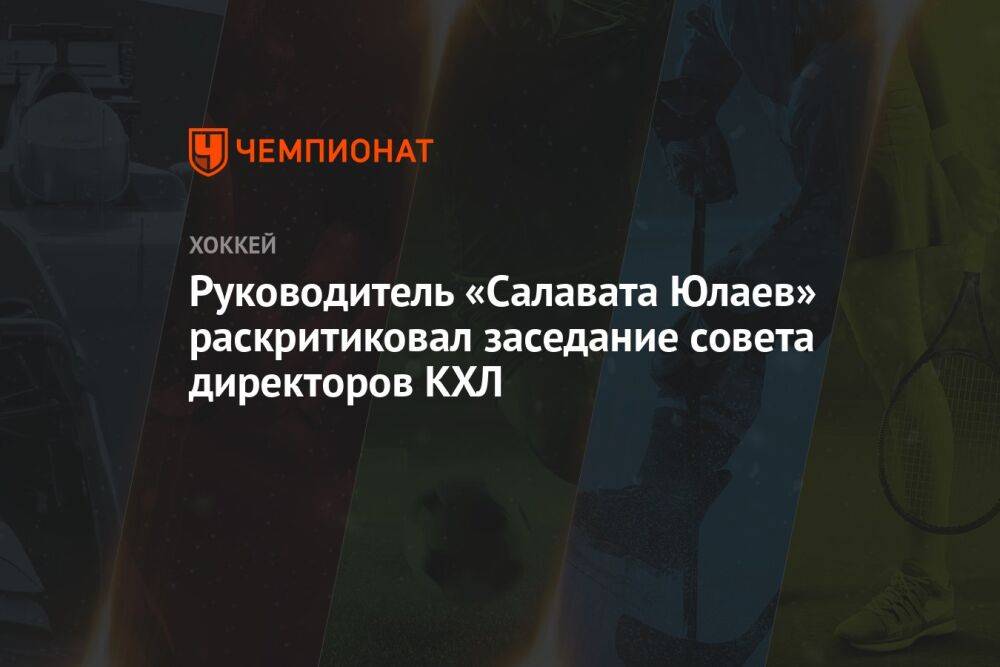 Руководитель «Салавата Юлаев» раскритиковал заседание совета директоров КХЛ