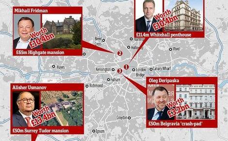 The Daily Mail опубликовала «карту» с недвижимостью российских олигархов в Великобритании