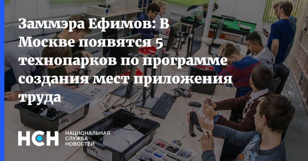 Заммэра Ефимов: В Москве появятся 5 технопарков по программе создания мест приложения труда