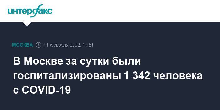 В Москве за сутки были госпитализированы 1 342 человека с COVID-19