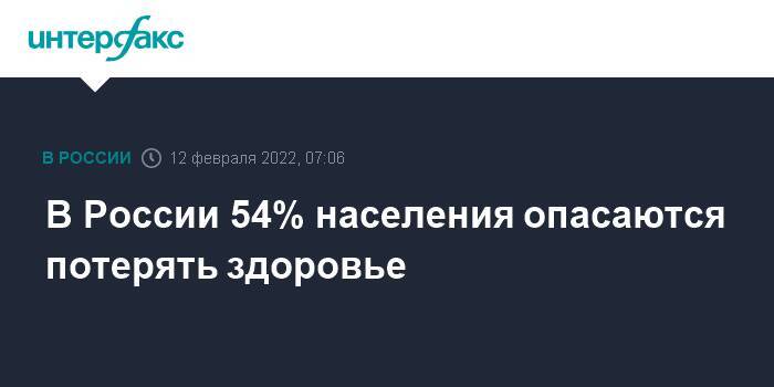 В России 54% населения опасаются потерять здоровье