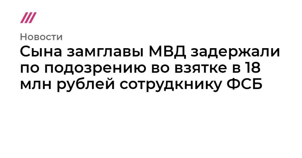 Сына замглавы МВД задержали по подозрению во взятке в 18 млн рублей сотруднику ФСБ