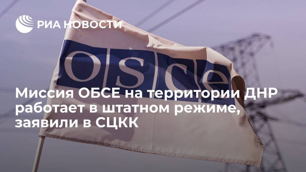 СЦКК: миссия ОБСЕ на территории ДНР работает в штатном режиме