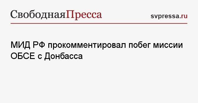 МИД РФ прокомментировал побег миссии ОБСЕ с Донбасса