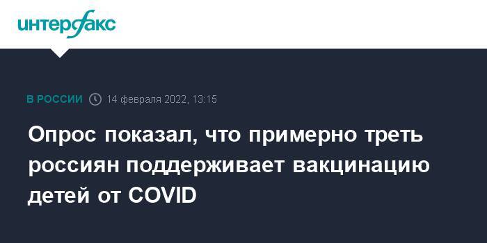 Опрос показал, что примерно треть россиян поддерживает вакцинацию детей от COVID
