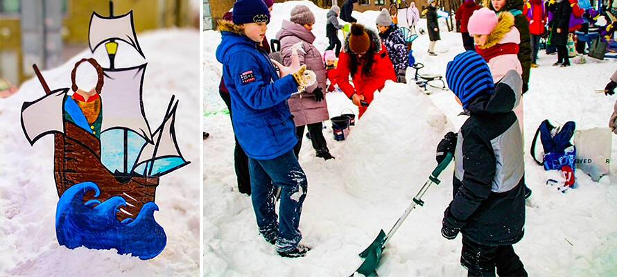 На ледовом катке «ТГК-1» в Губернаторском парке прошел конкурс снежных скульптур