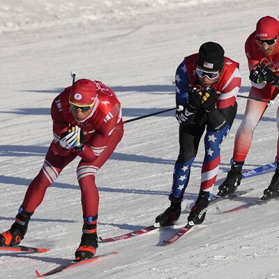 Большунов и Терентьев взяли бронзу Олимпиады в лыжном командном спринте