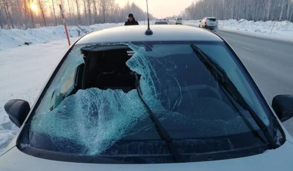 В Тюменской области снежная глыба, отлетевшая от фуры, едва не убила пассажира "легковушки"