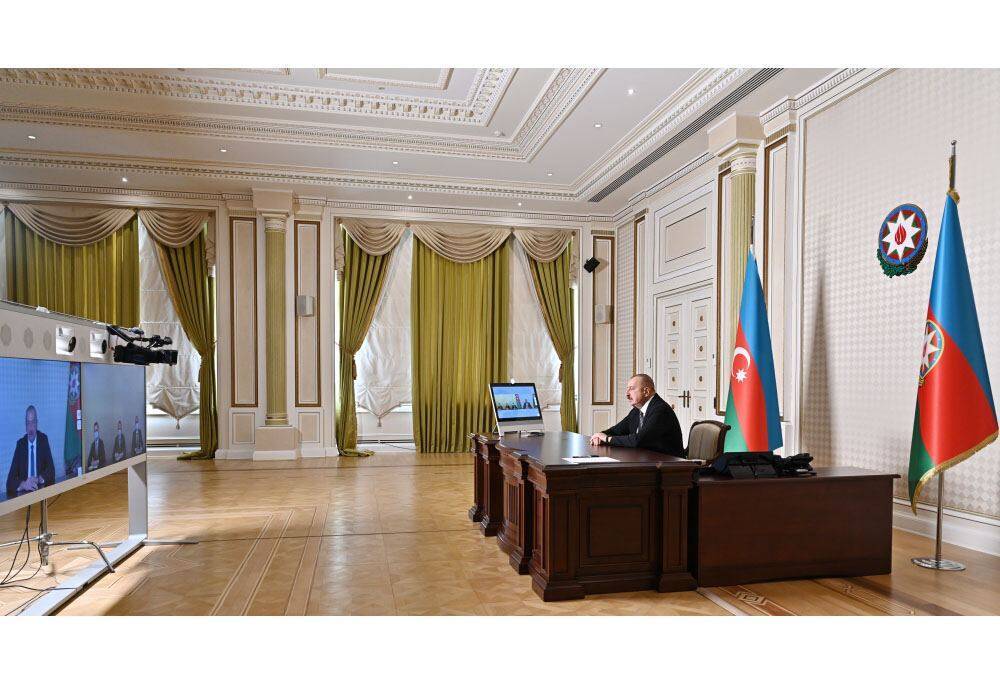 Президент Ильхам Алиев принял в видеоформате новоназначенных глав Низаминского, Наримановского и Кюрдамирского районов (ФОТО)