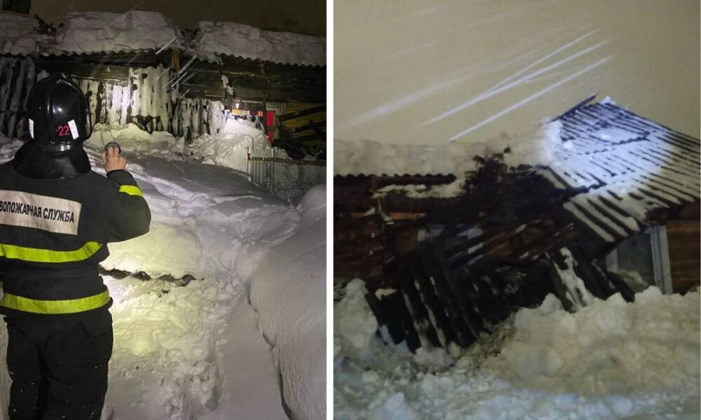 Крыша жилого дома провалилась под тяжестью снега в Карелии: людей пришлось эвакуировать