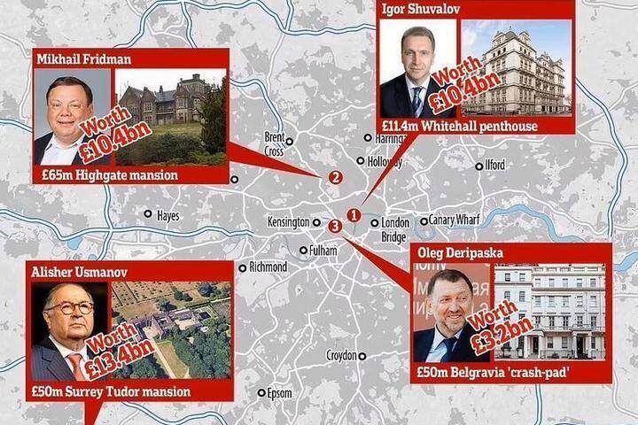Daily Mail опубликовала карту лондонской недвижимости российских олигархов