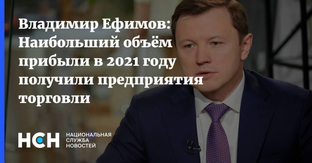 Владимир Ефимов: Наибольший объём прибыли в 2021 году получили предприятия торговли