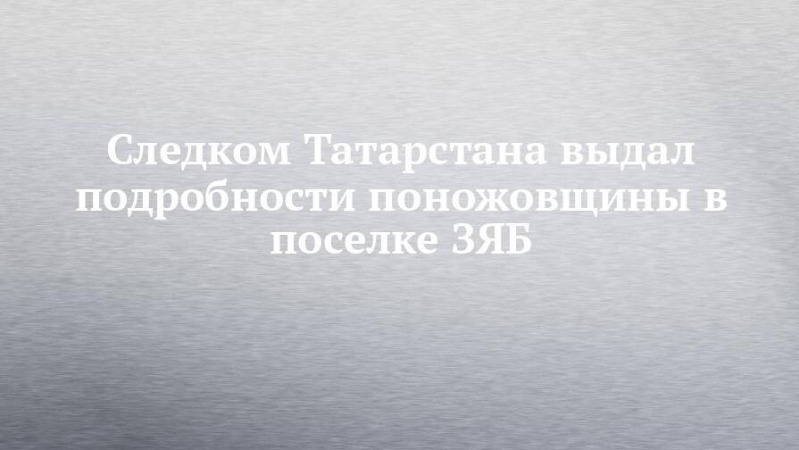 Следком Татарстана выдал подробности поножовщины в поселке ЗЯБ