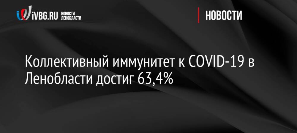 Коллективный иммунитет к COVID-19 в Ленобласти достиг 63,4%