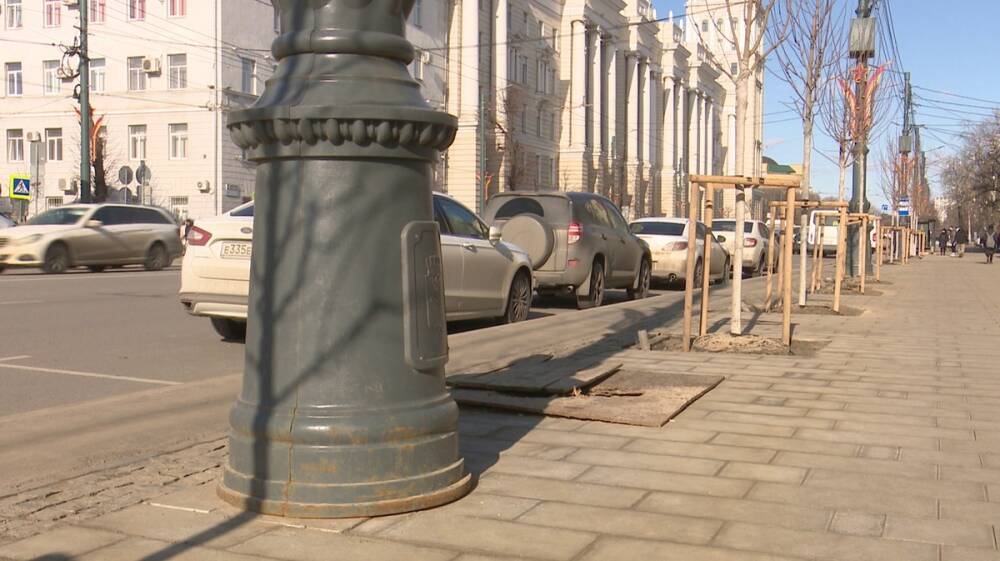 На главной улице Воронежа заржавели обновлённые столбы