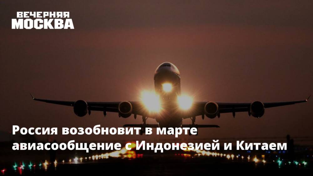 Россия возобновит в марте авиасообщение с Индонезией и Китаем