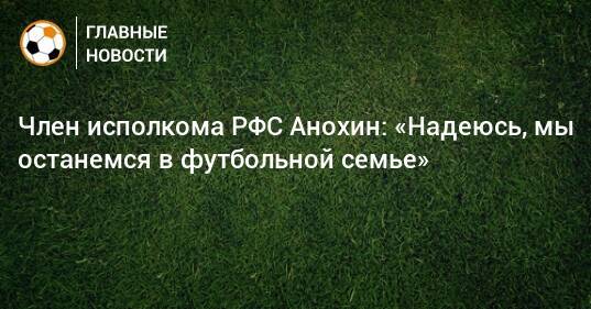 Член исполкома РФС Анохин: «Надеюсь, мы останемся в футбольной семье»