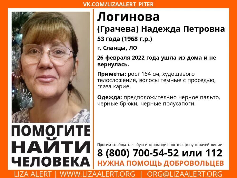 В Сланцах без вести пропала 53-летняя женщина