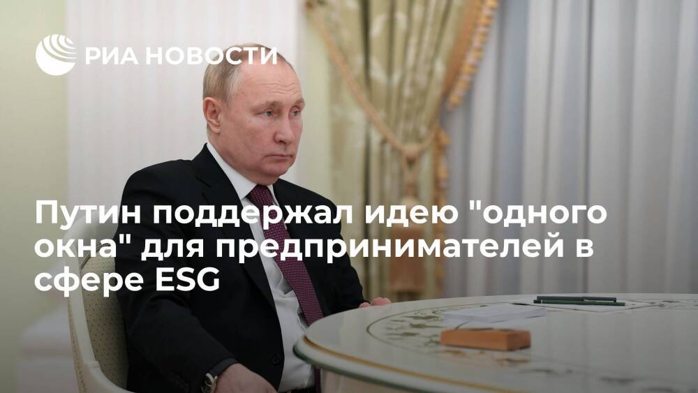 Президент Путин поддержал идею "одного окна" для предпринимателей, реализующих ESG-проекты