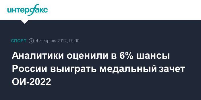 Аналитики оценили в 6% шансы России выиграть медальный зачет ОИ-2022