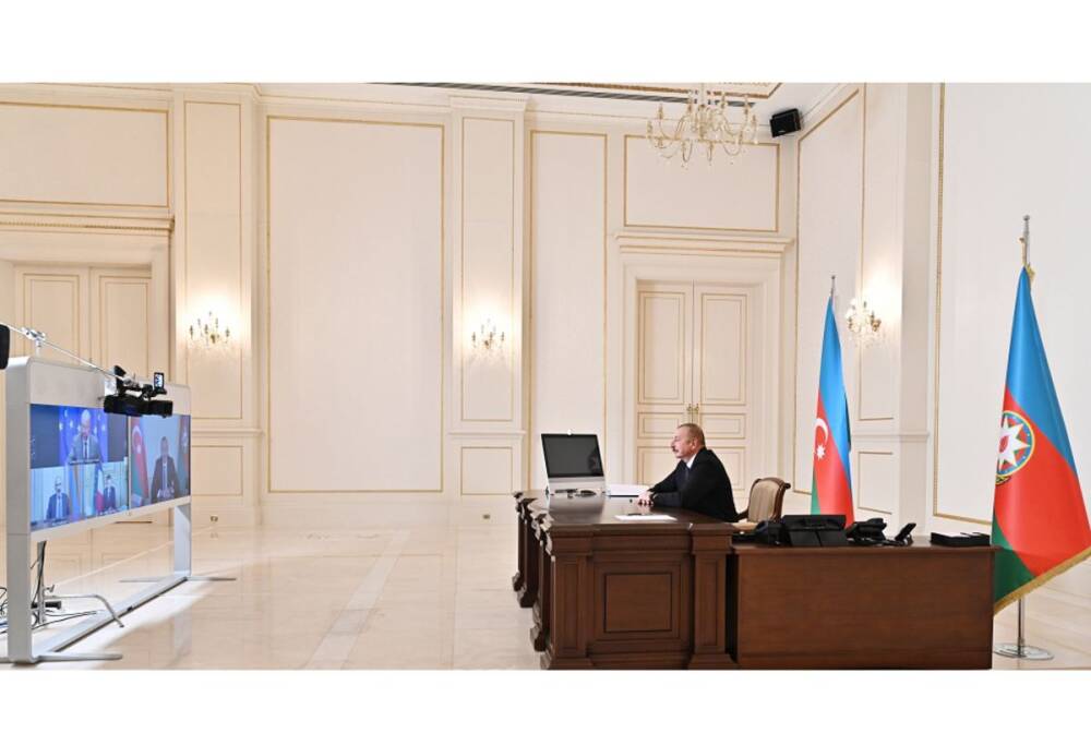 Состоялась встреча в видеоформате с участием Президента Ильхама Алиева, Президента Франции, Президента Совета Европейского союза и премьер-министра Армении (ФОТО)